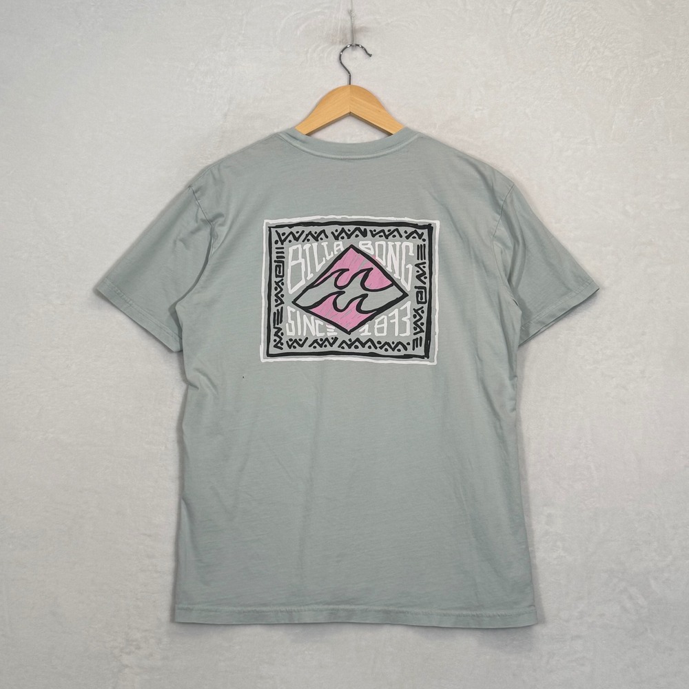 Billabong Blue Green Wave Washed Graphic T-Shirt Medium